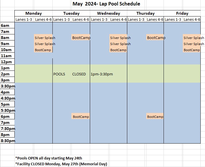 May '24 lap pool schedule